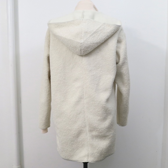 Joie Borg Teddy Sherpa Hooded Open Cardigan Jacket Vanilla Ivory Size M - Picture 8 of 13